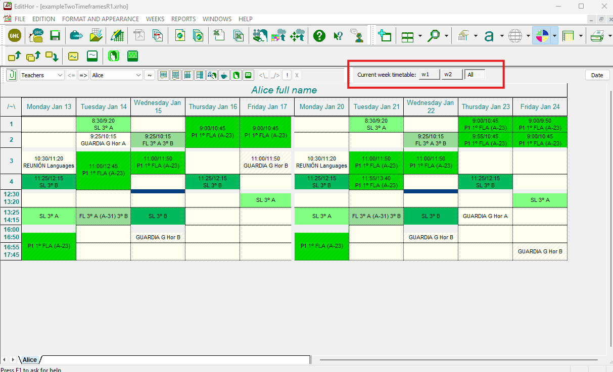 Editor de horarios