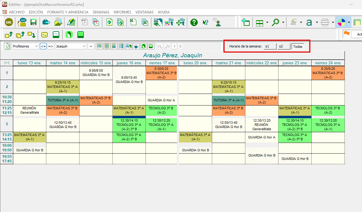 Editor de horarios